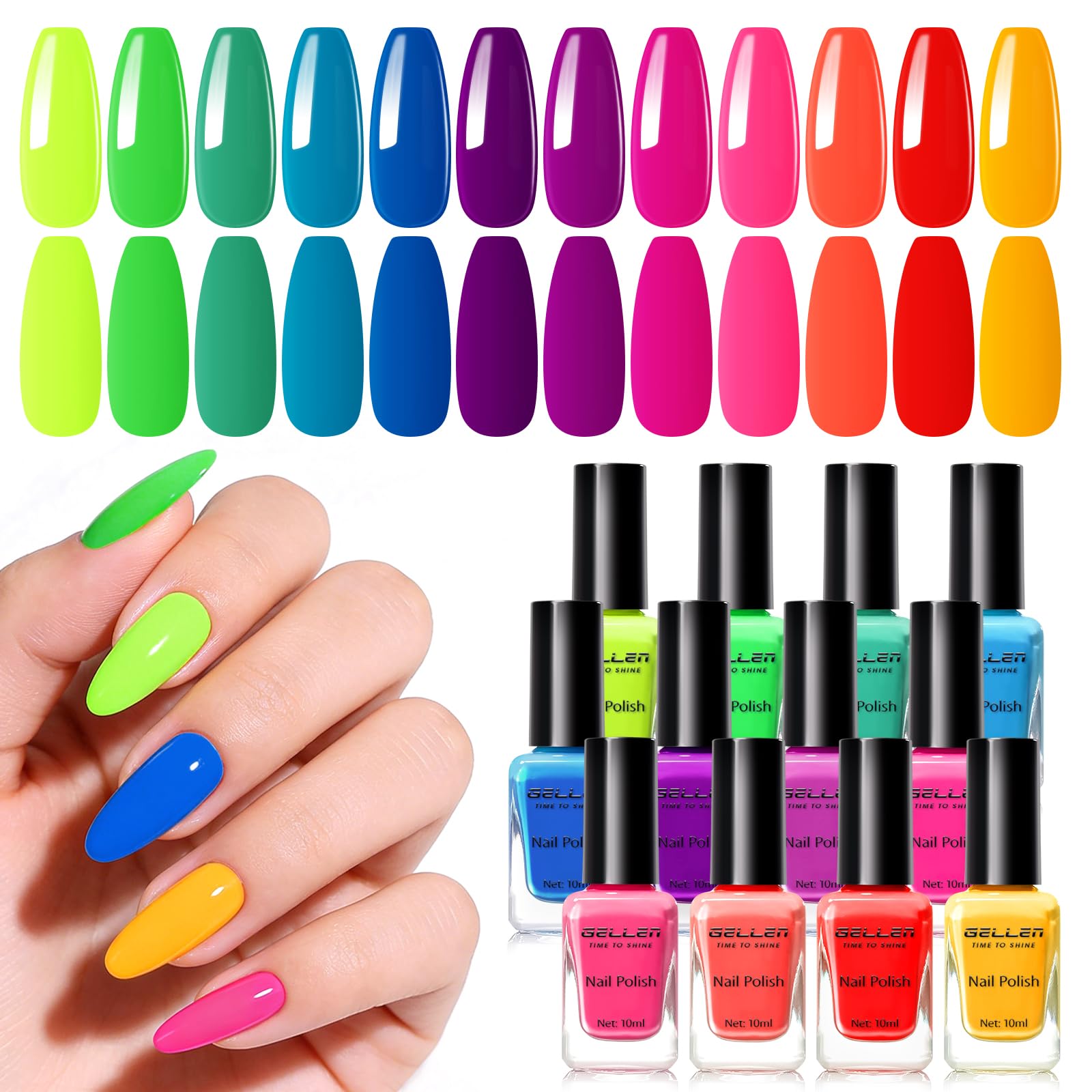 Amazon.com: GELLEN Neon Nail Polish Set 12 Colors, Bright Rainbow